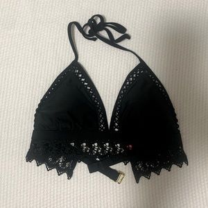 Black xhilaration lace bikini top